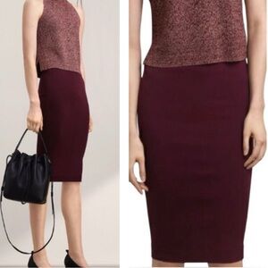 NWOT Aritzia Wilfred Purple High Rise Elastic Waistband Midi Pencil Skirt